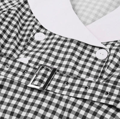 Schwarz kariertes Vintage-Kleid