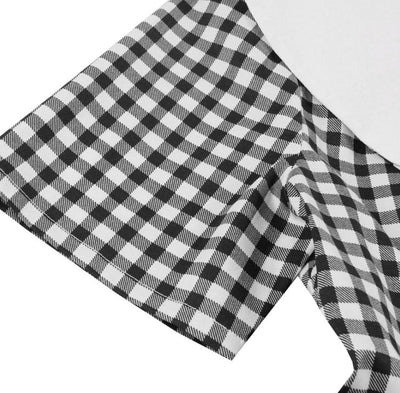 Schwarz kariertes Vintage-Kleid