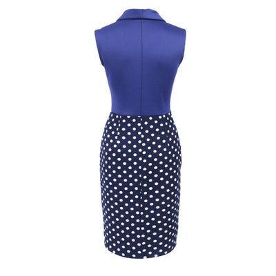 Vintage Blaues Polka Dot Bleistiftkleid