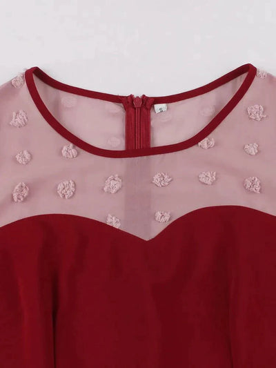 Burgunderfarbenes Bleistift-Chic-Vintage-Kleid