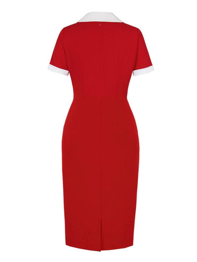 Rotes Vintage-Bleistift-Chic-Kleid