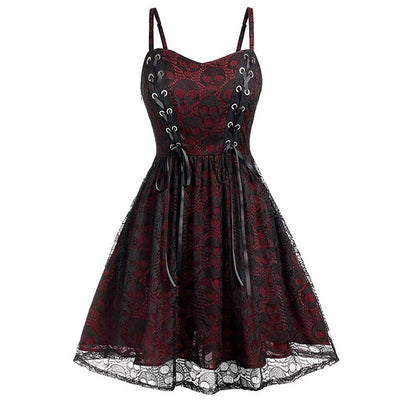 Burgunderrotes Gothic-Vintage-Kleid
