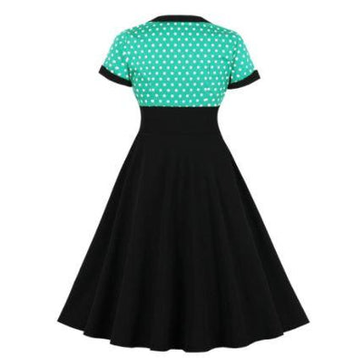 Plus Size Vintage Swingkleid Grün Schwarz