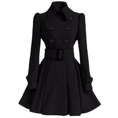 Schwarzes Winter-Vintage-Kleid aus Wolle