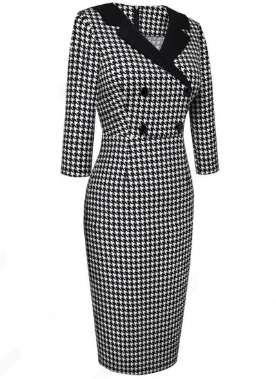 Schwarz-weißes Winter-Vintage-Kleid