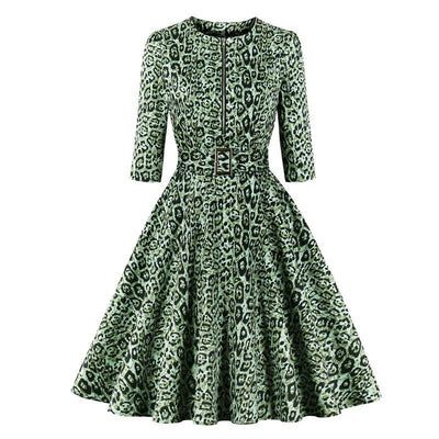 Vintage Leopardenkleid Grün