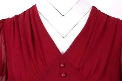 Burgunderrotes Vintage 50er Jahre Langes Kleid