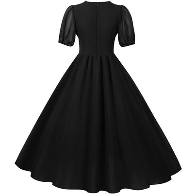 Vintage 50er Jahre Schwarzes Langes Kleid