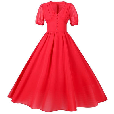 Rotes Vintage 50er Jahre langes Kleid