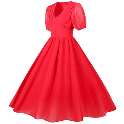 Rotes Vintage 50er Jahre langes Kleid