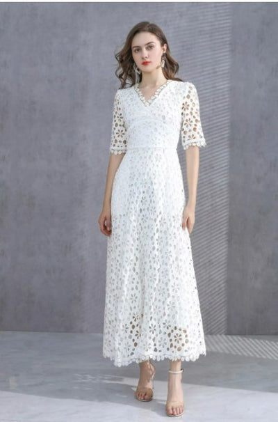 Vintage Weißes Herbsthochzeitskleid