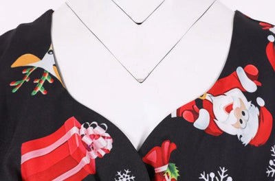 Plus Size Weihnachts-Vintage-Kleid Schwarz