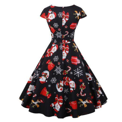 Plus Size Weihnachts-Vintage-Kleid Schwarz