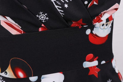Plus Size Weihnachts-Vintage-Kleid Schwarz