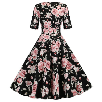 Schwarze Rosen Vintage Kleid