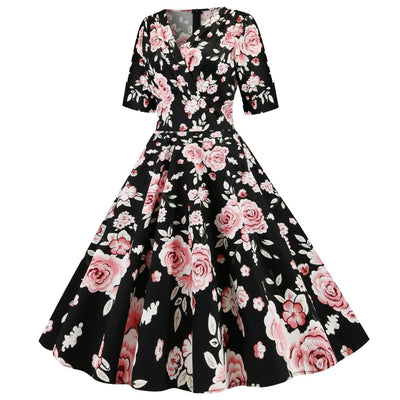 Schwarze Rosen Vintage Kleid