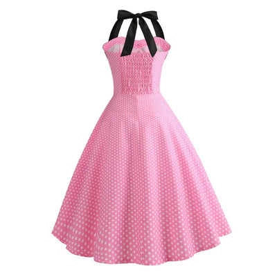 Pin-up-Vintage-Kleid mit rosa Punkten und Punkten