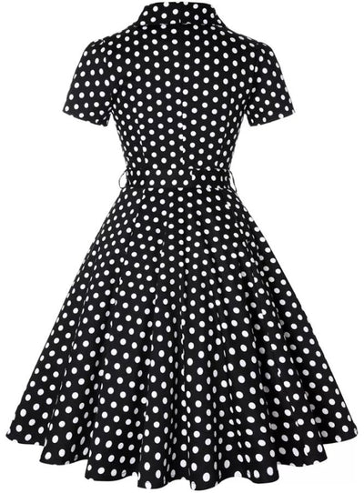 Vintage Pin Up Schwarzes Polka Dot Kleid