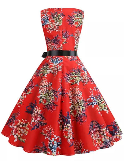 Vintage Pin Up Kleid Rote Blumen
