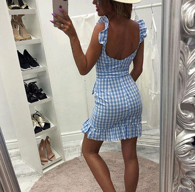 Blaues Strand-Vintage-Kleid