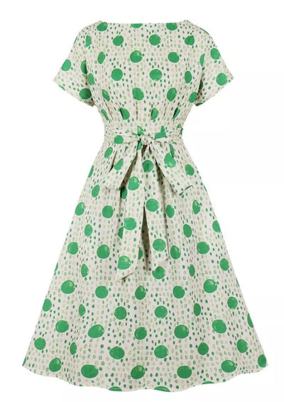 Gepunktetes, gestreiftes Vintage-Kleid