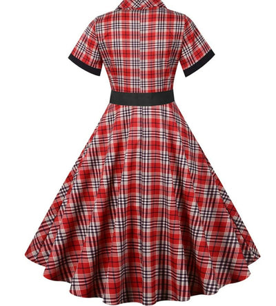 Rot-schwarz gestreiftes Vintage-Kleid