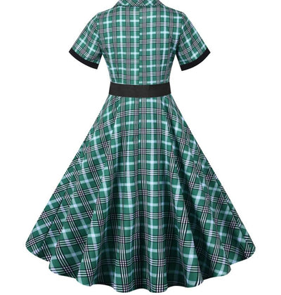 Grün-schwarz gestreiftes Vintage-Kleid