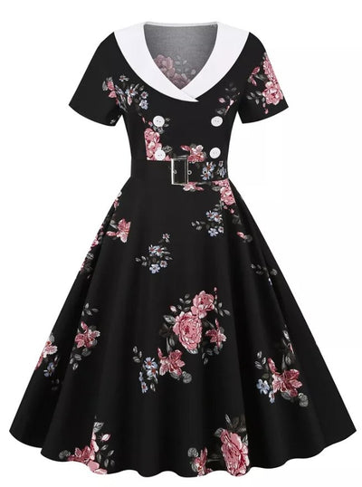Vintage 50er Jahre Rockabilly Kleid Blumen