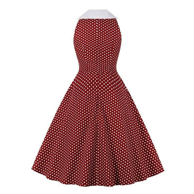 Weinrotes Vintage-Rockabilly-Kleid aus Baumwolle
