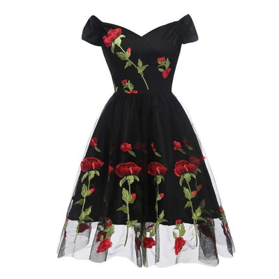 Vintage Rockabilly Spitzenkleid Schwarz