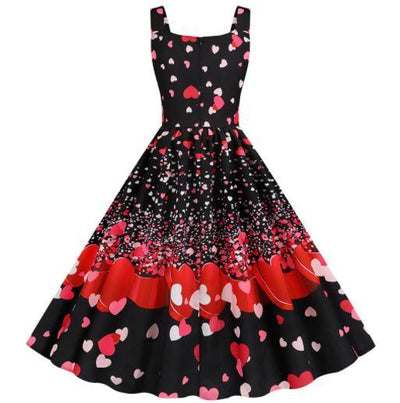 Valentinstag-Herzen-Vintage-Kleid