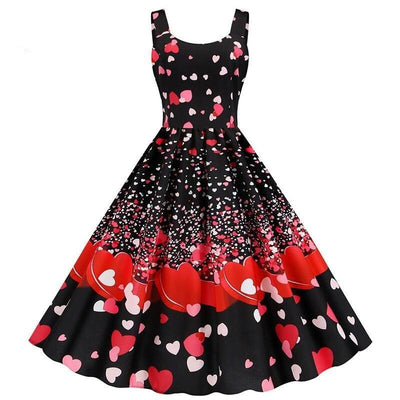 Valentinstag-Herzen-Vintage-Kleid