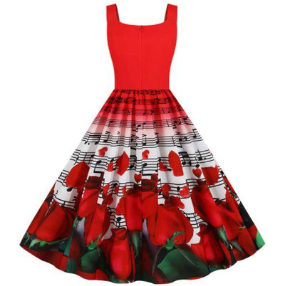 Vintage-Valentinstag-Rosen-Kleid