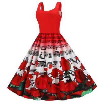 Vintage-Valentinstag-Rosen-Kleid