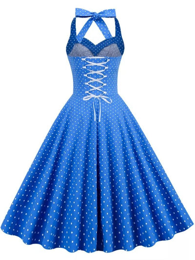 Blaues Vintage Sexy Pin-Up-Kleid