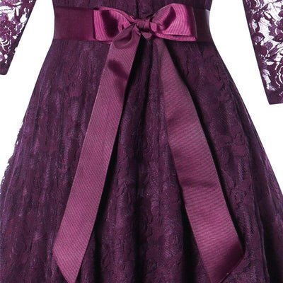 Vintage lila Abendkleid mit langen Ärmeln