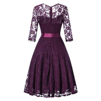 Vintage lila Abendkleid mit langen Ärmeln