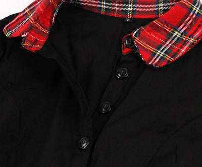 Schwarzes kariertes Vintage-Arbeitskleid