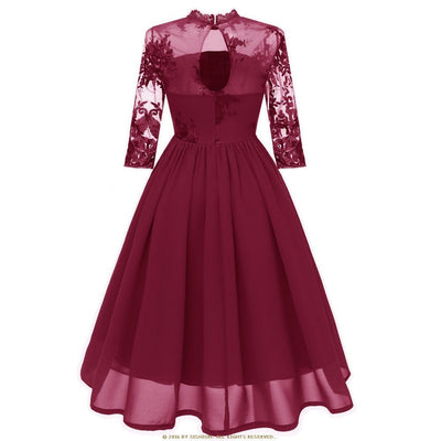 Weinrotes Voile-Vintage-Kleid
