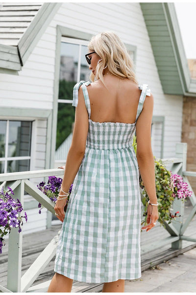 Grünes Gingham-Vintage-Kleid