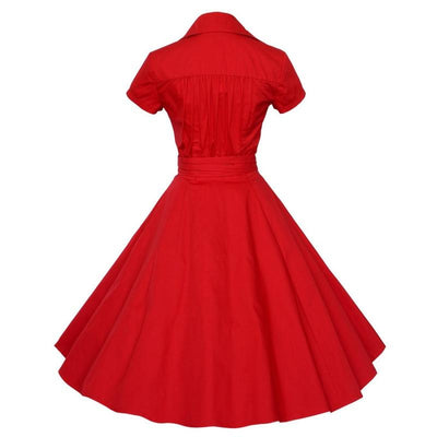 Solides rotes Vintage-Kleid aus den 1950er Jahren