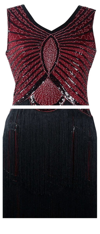 Vintage 1920er Jahre Art Deco Burgunder Kleid