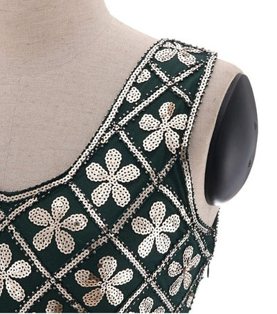 Grüngold Plus Size 1920er Vintage Kleid