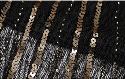 1920er Jahre Retro-Schwarz-Gold-Vintage-Kleid