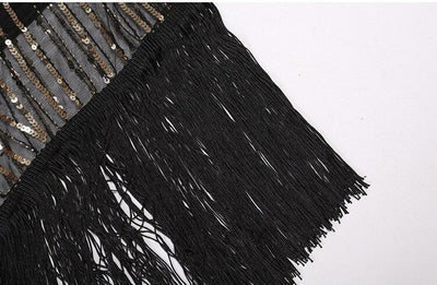 1920er Jahre Retro-Schwarz-Gold-Vintage-Kleid