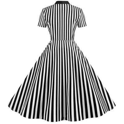 Vintage Retro gestreiftes Kleid Schwarz