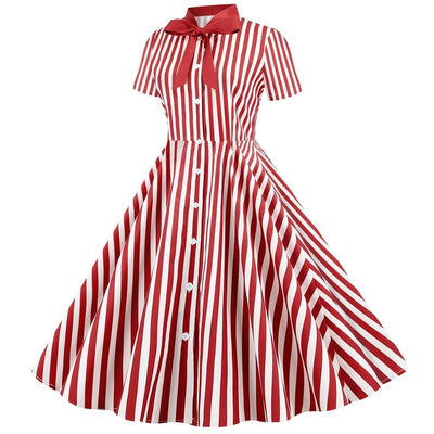 Vintage Retro Gestreiftes Kleid Rot