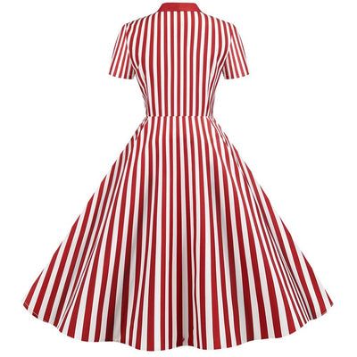 Vintage Retro Gestreiftes Kleid Rot