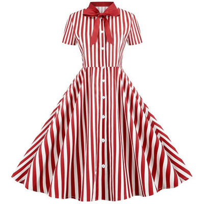 Vintage Retro Gestreiftes Kleid Rot