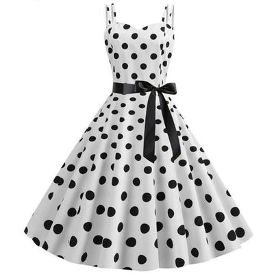 Weiß gepunktetes Rockabilly-Vintage-Kleid